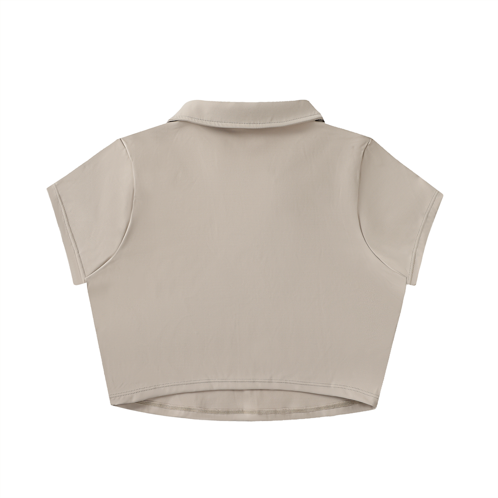V-Neck Lapel Crop Top
