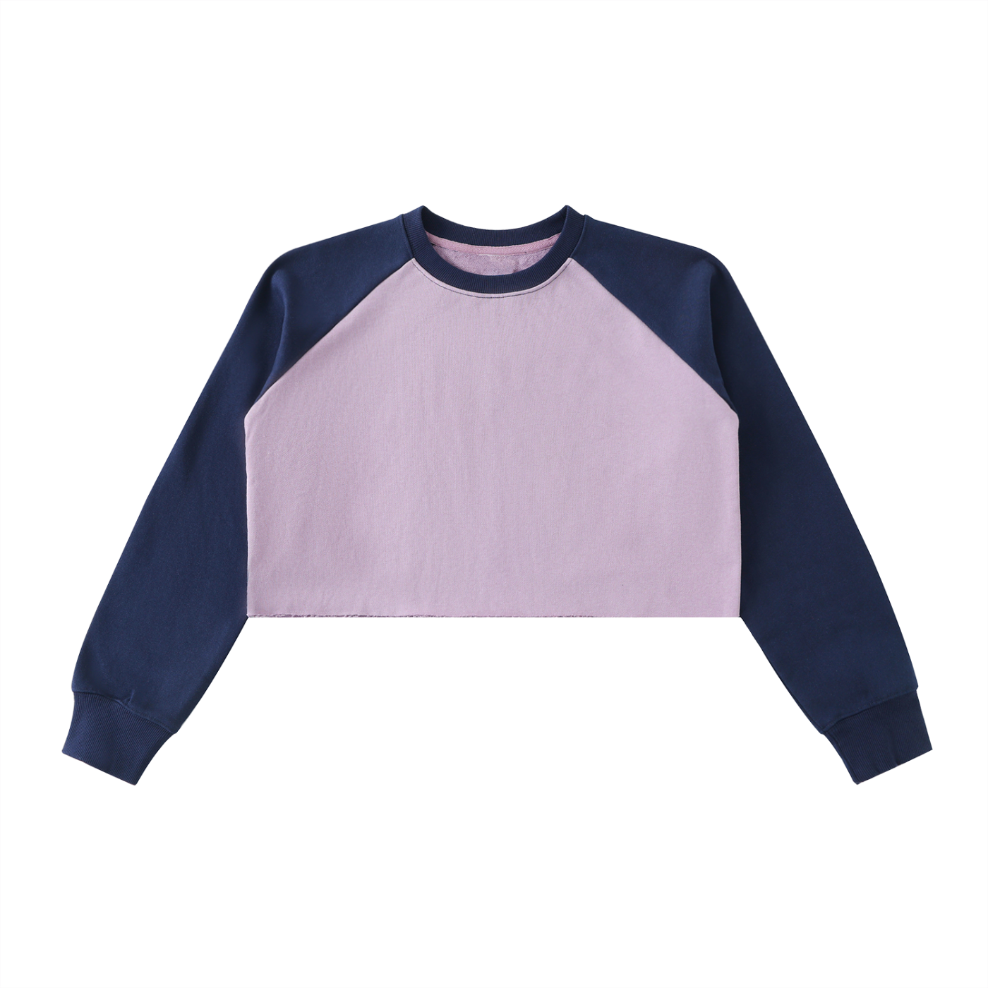 Raw-Hem Color-Block Raglan Crop Sweatshirt