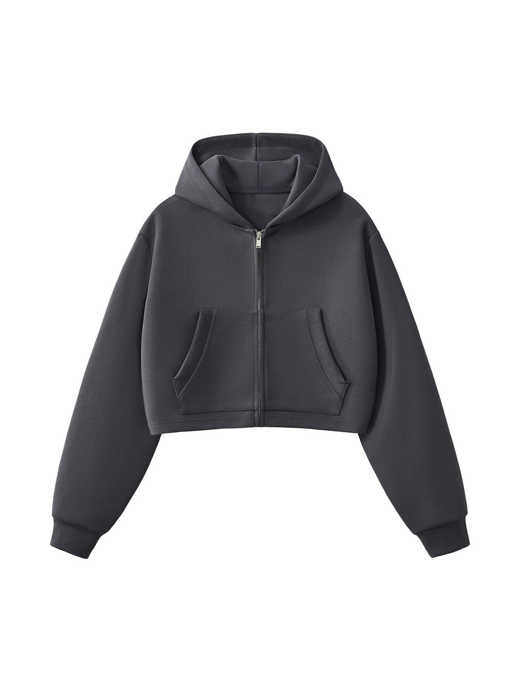 Essential Cropped Zip-Up Hoodie